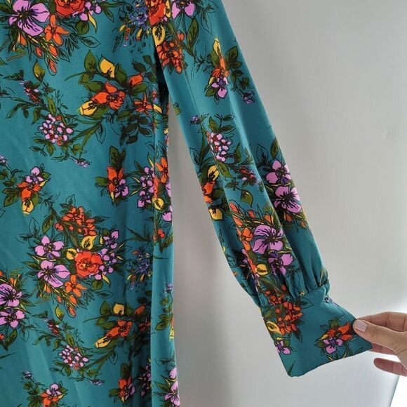 Halogen retro floral turquoise mini dress - Picture 9 of 10